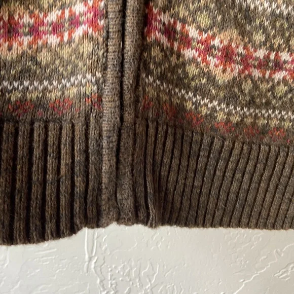 Vintage Tiara ramie cotton blend zip-per cardigan Fair Isle icelandic nordic M - Picture 4 of 11